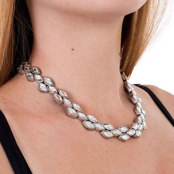 PHILIPPE AUDIBERT SILVER & WHITE EVENING NECKLACE | WOMENS - Picture 2 of 2